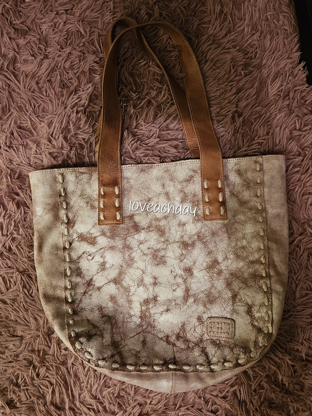 Bed|Stü☆Stevie Marble White & Pink Tote Bag